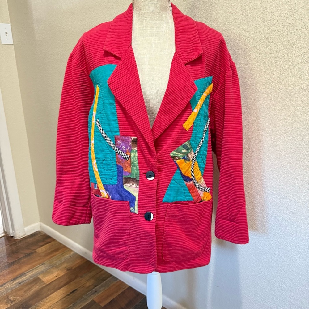 Canvasbacks Lutton & Horsfield - Vintage Red Women's Blazer - Abstract Design